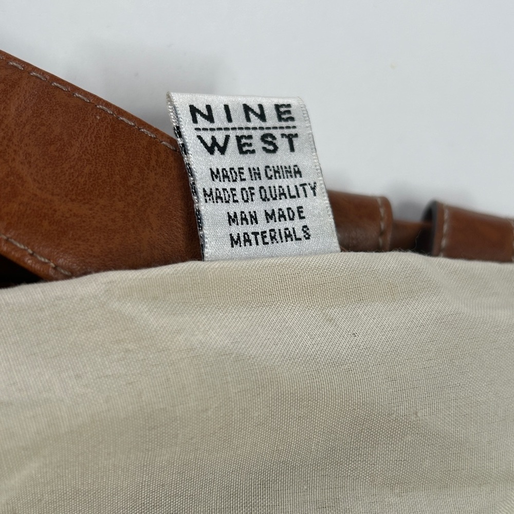 Nine West Brown Crossbody Bag Studs Zippers & Buckles Double Handle Purse - Picture 15 of 16